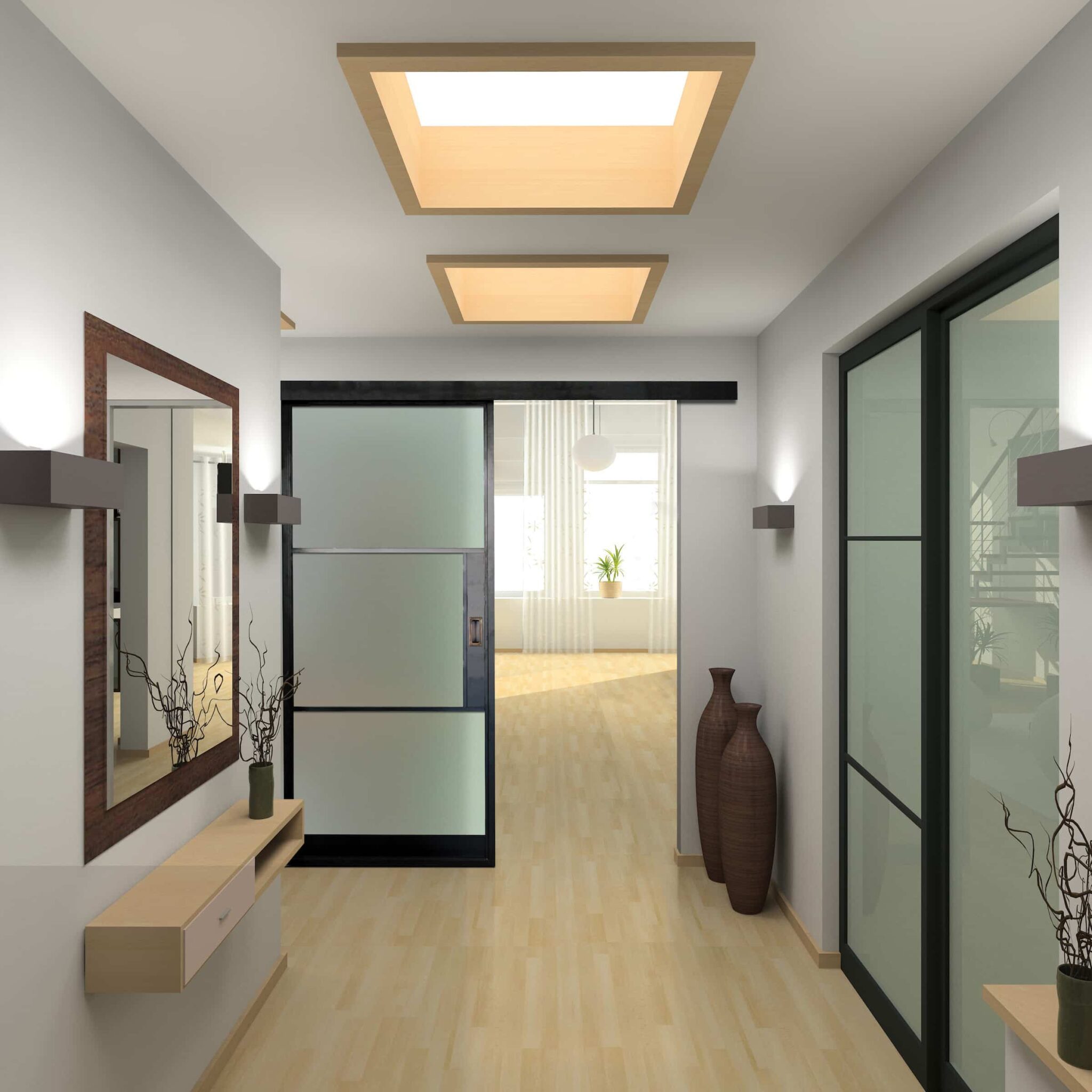 Internal Steel Look Sliding Doors - Aluco