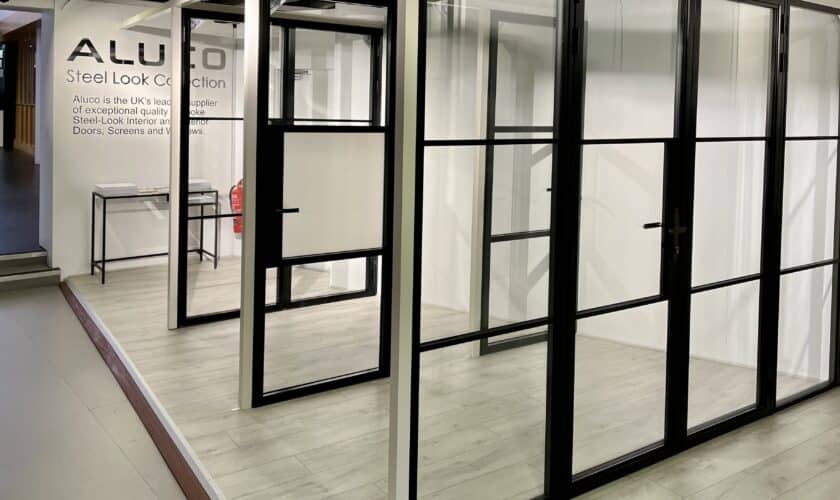 Picture of Aluco products on a display stand