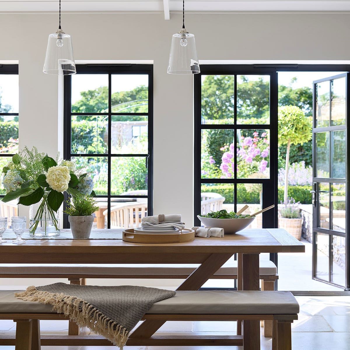 Crittall style french doors in a coastal house