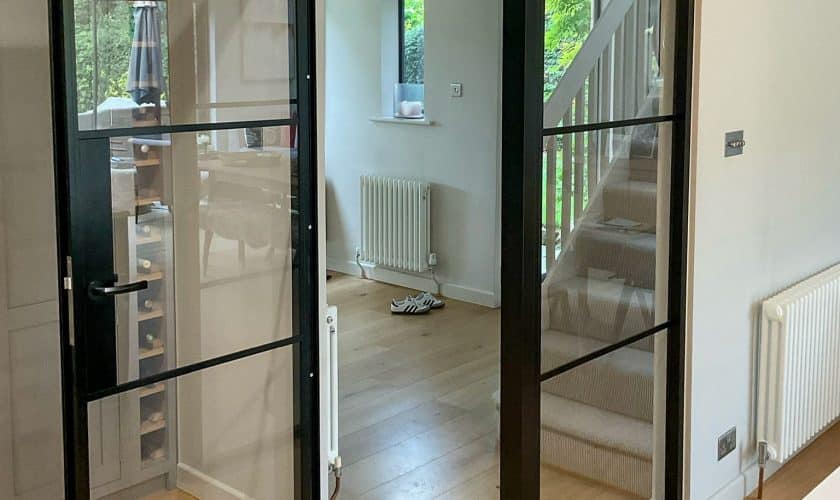 black corner internal doors