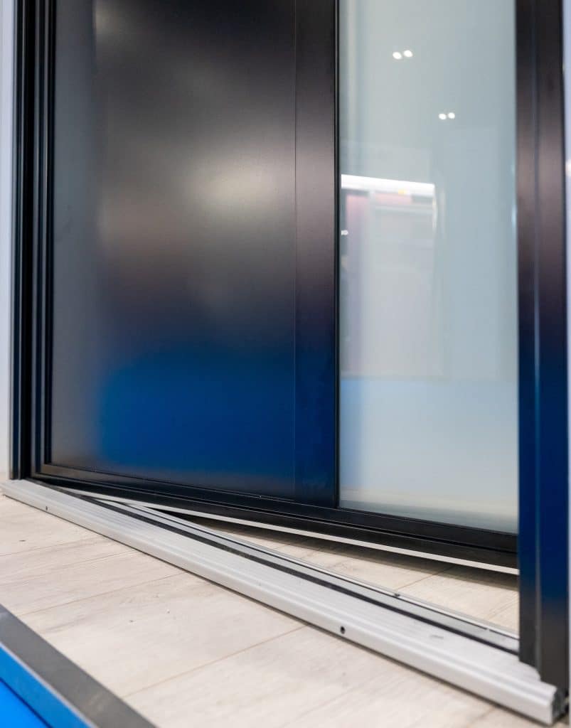partially open picture of new aluco steel look front door